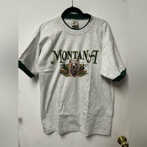 Vintage 90s Montana Big Sky Imprints Shirt Mens L Bear Made USA Nature Alore